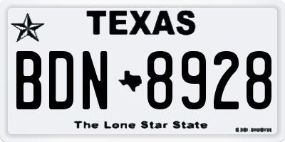 TX license plate BDN8928