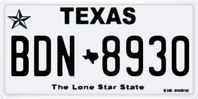 TX license plate BDN8930