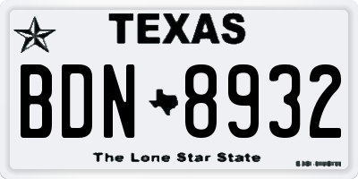 TX license plate BDN8932
