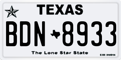 TX license plate BDN8933