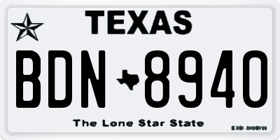 TX license plate BDN8940