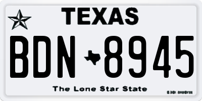 TX license plate BDN8945