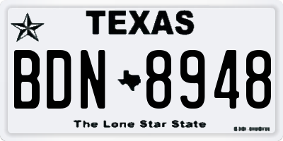 TX license plate BDN8948