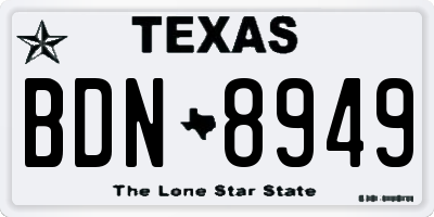 TX license plate BDN8949