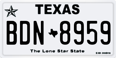 TX license plate BDN8959