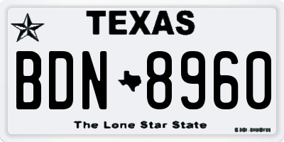 TX license plate BDN8960