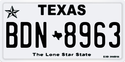 TX license plate BDN8963