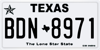 TX license plate BDN8971