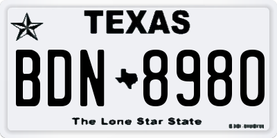 TX license plate BDN8980