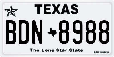 TX license plate BDN8988