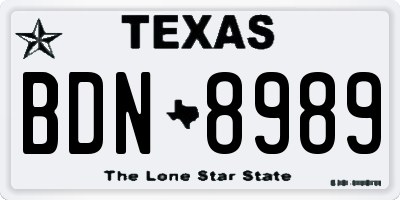 TX license plate BDN8989