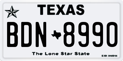 TX license plate BDN8990