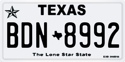 TX license plate BDN8992