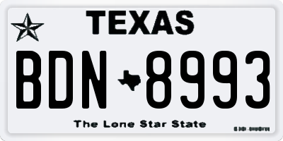 TX license plate BDN8993
