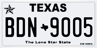 TX license plate BDN9005