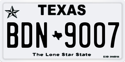 TX license plate BDN9007