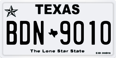 TX license plate BDN9010