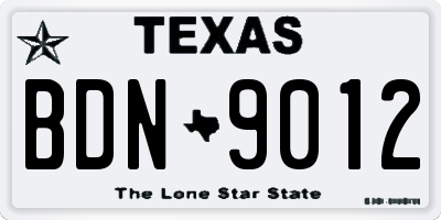 TX license plate BDN9012