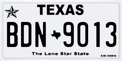 TX license plate BDN9013