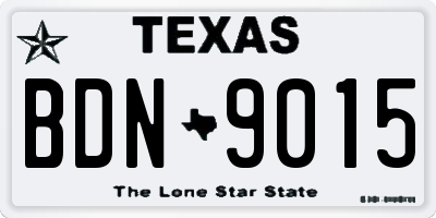 TX license plate BDN9015