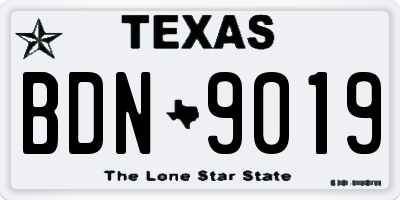 TX license plate BDN9019