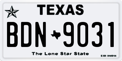 TX license plate BDN9031