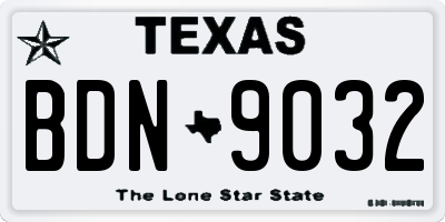 TX license plate BDN9032