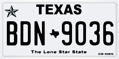 TX license plate BDN9036