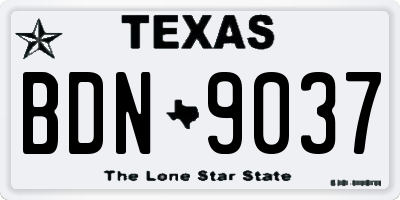 TX license plate BDN9037