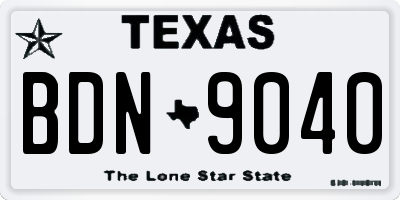 TX license plate BDN9040