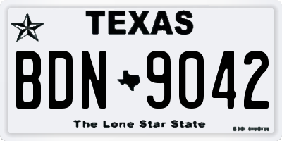TX license plate BDN9042