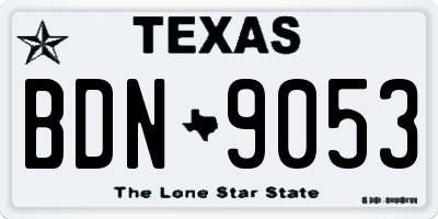 TX license plate BDN9053