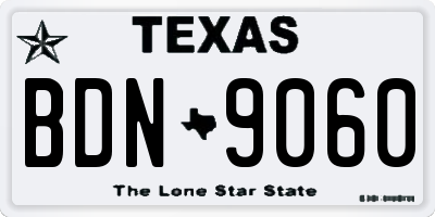TX license plate BDN9060