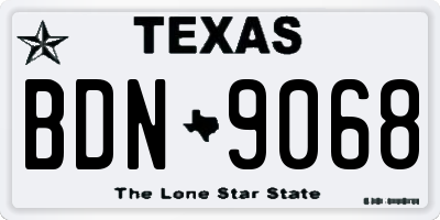 TX license plate BDN9068