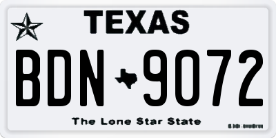 TX license plate BDN9072