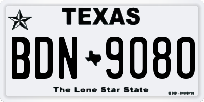 TX license plate BDN9080