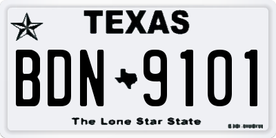 TX license plate BDN9101