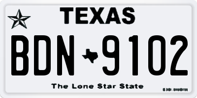 TX license plate BDN9102