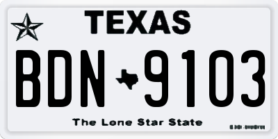 TX license plate BDN9103