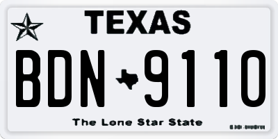 TX license plate BDN9110
