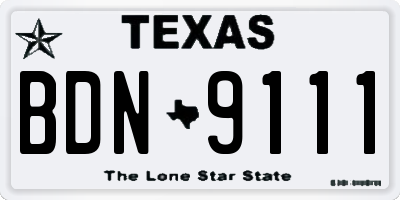 TX license plate BDN9111