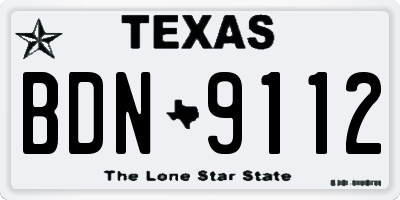 TX license plate BDN9112