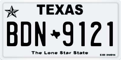 TX license plate BDN9121