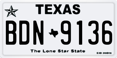 TX license plate BDN9136