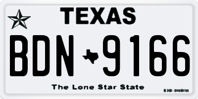 TX license plate BDN9166