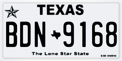 TX license plate BDN9168