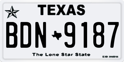 TX license plate BDN9187