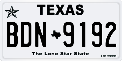 TX license plate BDN9192