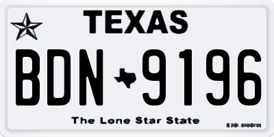 TX license plate BDN9196