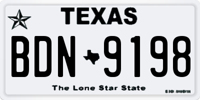 TX license plate BDN9198